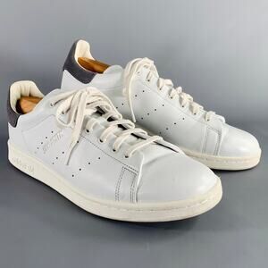 ADIDAS Size 11.5 White Grey Color Block Leather Low Top Sneakers